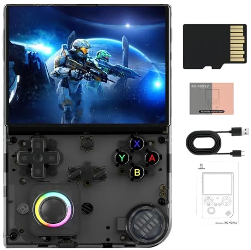 RG40XXV Console Di Gioco Portatile Retrò IPS Da 4 Pollici 640*480 Da 3200mAh Scheda TF Integrata Da 64G/128G/256G Supporta Più Simulatori Sistema Linux Con Protezione Per Schermo-Black||64GB