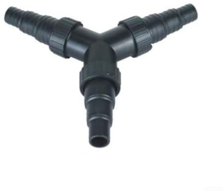 babominimer 02/02F Fish Tank Water Three-Way Splitter Adapter, 25/32/38 mm Y-Distributor for Pond Filter Basin, Black Plastic Hose Connector for Aquariums and(02)