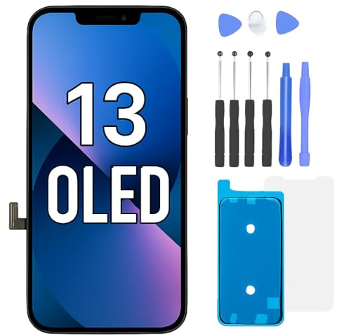 FTDLCD Bildskärm för iPhone 13, OLED-ersättning, FHD 6,1-tums pekskärm, digitizer och komplett reparationssats (OLED