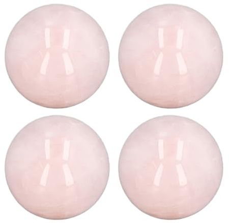 Haofy Juego de 4 Bolas Curativas de Cristal Puro con Esfera de Cuarzo Rosa de 0,8 Pulgadas de Diámetro para Decoración de Meditación