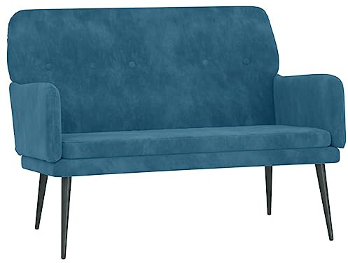 SDWEHBJ Sitzbank mit Rücklehne & Armlehnen, Schuhbank mit Metallgestell, Polsterbank für Wohnzimmer, Schlafzimmer, Heimbüro, Blau 108x79x79 cm Samt, Sperrholz