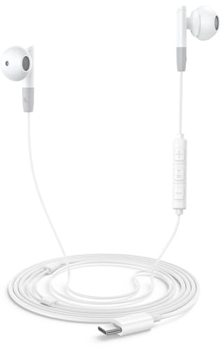 Écouteurs Intra Auriculaires, Écouteurs Filaires USB Type C avec Micro et Contrôle du Volume, HiFi Stéréo Ecouteurs avec 15 16 17 Plus Pro Max, Galaxy S25 S24 S23 S22 S21 Ultra FE+, Android, Hua-wei