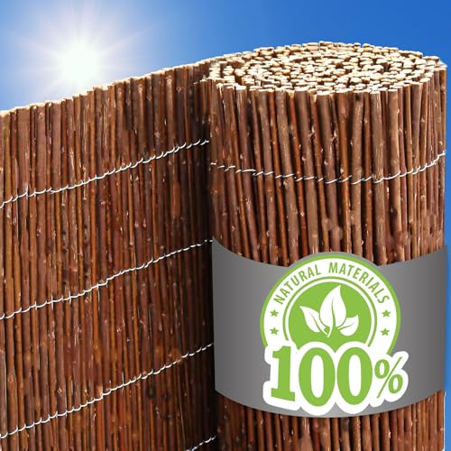 UrFence Balkon Sichtschutz Weide 120x600 cm - Gartenzaun Weidenzaun - Balkonverkleidung Wetterfest - Sichtschutzmatte Holz - Sonnenschutz Sichtschutzzaun Garten Terrasse Weidenmatte Rollzaun Holzzaun