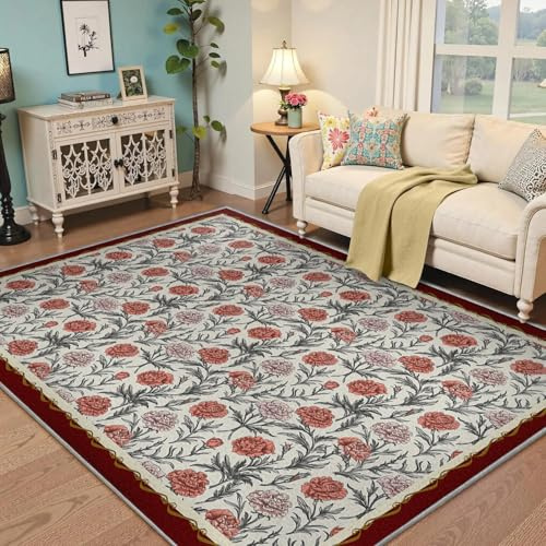 Alfombras orientales Tradicionales Lavables alfombras de jardín Rural francés de Pelo bajo y Antideslizante para Oficina en casa y decoración de Entrada para Dormitorio, salón 140x180cm