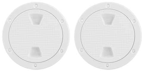 TKSE 2 PZ 4 pollici Piastra di Ponte per Barca Rotonda Bianca ABS Copertura per Boccaporto di Ispezione Marine Yacht Piastra di Ponte per Barca Copertura Rotonda per Boccaporto di