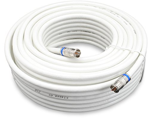 Satix SKK02002 Câble coaxial avec 2 prises de type F rapide, Connecteurs F, triple blindé 120 dB classe A + pour antenne TNT parabole télévision 20 m