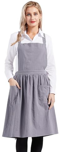 Nanxson Damen Bauwolle Lätzchen Schürze einfarbige Arbeitsschürze CF3046, Einheitsgröße, Grau