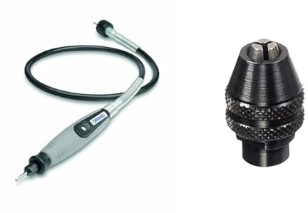 Dremel 225 Albero Flessibile Multiuso per Multiutensili Rotativi & 4486 Mandrino Autoserrante da 0.8 mm a 3.2 mm, Multi Cambio Rapido per Utensile Multifunzione Rotativo