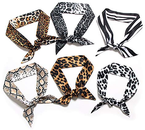 Uainhrt 6 Stück Kreative Leoparden-Serie Tasche Handtasche Griff Band Schal Haar Stirnband Halstuch Schal Mode Geschenke