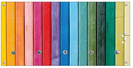 banjado® Wandgarderobe aus Echtglas/Design Garderobe 80x40x6 cm groß/Flurgarderobe mit 5 Haken/Magnetisches Garderobenpaneel Motiv Regenbogenfarben