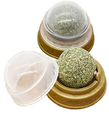 2er Pack Katzenminze Bälle, Pure Natural Mint Leaf Rotating Interactive Katzenspielzeug, Kitten Removal Hairball Spielzeug, Zahnreinigung Catmint Toy Play Chew