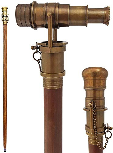 Gehstock, 3-Fach faltbar, nautischer Stil, Messing