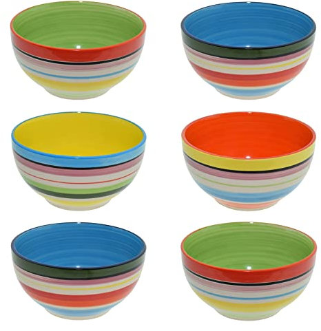 CREOFANT Lot de 6 bols à céréales multicolores - Bols à fruits, soupe, glace, ramen, Bols colorés en céramique
