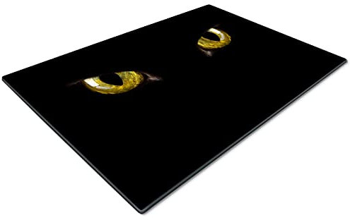 Glass Chopping Board | Kitchen Worktop Protector | Multifunctional Cutting Board | Work Top Savers | Kitchen Accessories | Extra Large | Black Yellow Cat Eyes Cool