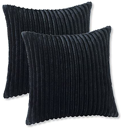 Kuscheli® 2er Set Kissenbezug im Doppelpack Cashmer Touch Fleece Kissenhülle, Sofakissen Kopfkissenbezug Kissenbezüge Couchkissen, Farbe:Schwarz, Größe:2X 50x50 cm