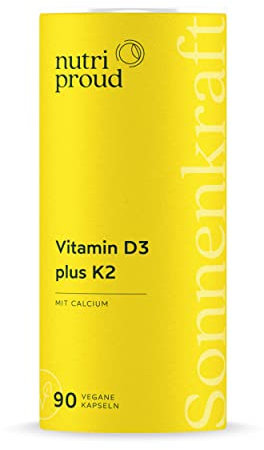 Vitamin D3 + K2 Depot + Calcium - Premium: K2VITAL® von Kappa, 99,7% All-Trans Vitamin K2-MK7, Vitamin D3 K2 Hochdosiert, 90 vegane Kapseln, 3 Monatsvorrat, ohne Zusatzstoffe, aus Deutschland