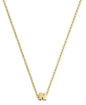 SINGULARU - Collar Personalizado Single Letter. Colgante en Plata de Ley 925 con Acabado Baño de Oro de 18 Kt. Cadena de Talla Unica. Joyas para Mujer. Letra N