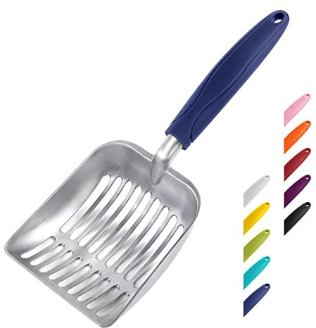 WePet Katzenstreuschaufel, Aluminiumlegierung, Metall Schaufel für Katzen, Tiefe Schaufel, Langer Griff, Kotsieb, Kätzchen Kotheber, langlebig, robust, für Katzenklo