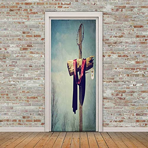 CBWRAW 3D Türtapete Türposter Wandbild Applikationen Selbstklebend Vinyl Kreuzhain Abnehmbare Türaufkleber Für Innentür Wohnzimmer Küche Schlafzimmer Badezimmer Kinderzimmer 90x200cm