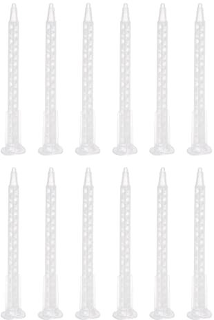 sourcing map 15 Pcs Epoxy Tubes Static Mixer, 4.06-inch Plastic Resin Mixing Nozzle Pointed Tip for AB Glue Adhesive Gun Applicator 50mL Cartridges, White