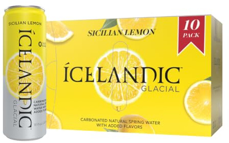 Icelandic Glacial Sparkling Water, Sicilian Lemon, 330 ml Cans, 10 Count