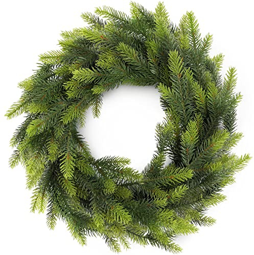 KADAX Corona de Navidad de plástico PE, corona de Navidad para puerta, corona de Adviento, corona de Navidad, corona de abeto artificial, corona de mesa, decoración de mesa (Eva 45 cm)