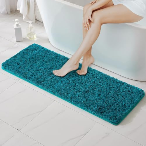 MIULEE Badezimmerteppich Badematte Weiche rutschfest Türkis 45x120 cm | Badteppich Fußmatte Badematten & Badteppiche Bettvorleger Flauschig Teppich Duschmatte für Bade & Wohnzimmer Schlafzimmer