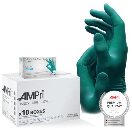 Nitrilhandschuhe, grün, 10 Box a 100 Stk, Größe S, puderfrei, Style CLEAN