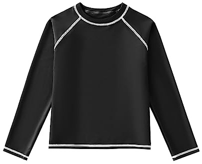 UV-skjorta barn 6–12 år – långärmad badskjorta uv pojkar simskjorta barn UV-skydd UPF 50+, svart, 6-7 år