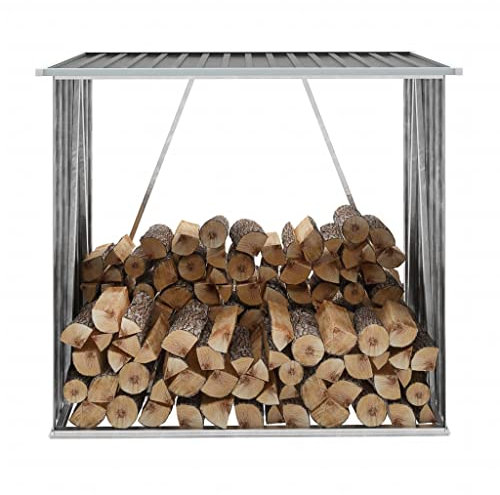 Gartenhaus für Holzscheite, verzinkter Stahl, 163 x 83 x 154 cm, anthrazit, Artikelfarbe