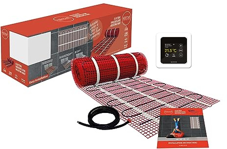 Klima 10m2 Electric Under Floor Heating Mat Kit 150w/m2 Output for Use Under Tile with WiFi/APP Controlled Thermostat Floors Easy Installation Can Be Cut and Shaped to Suit Any Dimensions Perfect
