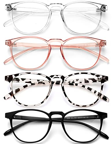 BOSSWIN Blue Light Blocking Glasses for Women/Men - 4-Pack Computer Reading/Gaming/TV/Phone Glasses, Anti-Glare