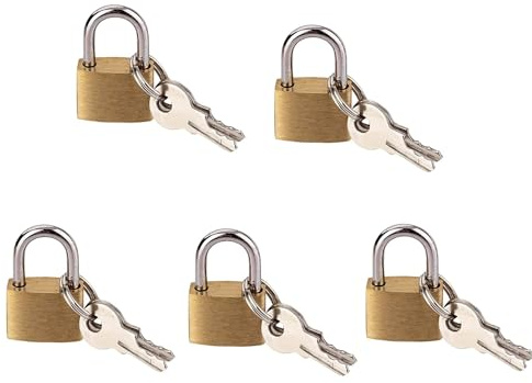 BOBOZHONG Mini Vorhängeschlösser,5 Stück Cupreous kleines Schloss,Gepäck-Vorhängeschloss,10 Schlüssel im Lieferumfang enthalten,für Gepäck,Reisetaschen,Koffer,Ketten,Tagebuch