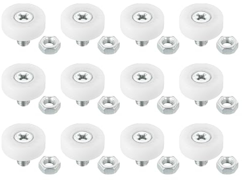 PATIKIL 19 mm lådrullar, 12-pack plastlåda remskiva ersättningshjul som lager liten remskiva med muttrar
