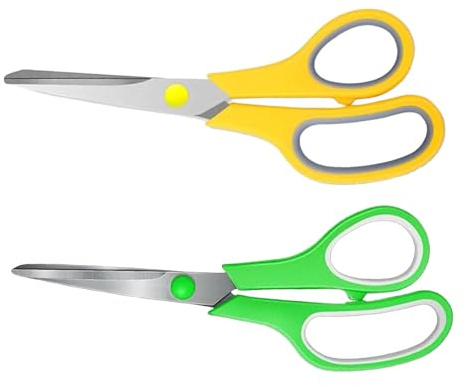Yuqilin 2 Pezzi Forbici Cucina, Affilato Forbici da Sarta, Multiuso Forbici Ufficio, Universale Forbici da Ricamo, per Tessuto, Pelle, Sartoria, Artisti, Studenti e Sarti (Giallo/Verde)