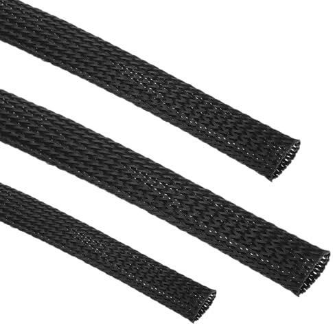 UKCable-Ties 5M/10M Black Polyester Cable Sleeve for USB, Power, Audio & Video Cables