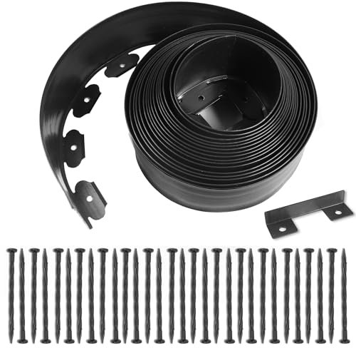 LXS Landscape Edging No Dig [Extra 4 inch Tall] 33FT Garden Edging with 30 Spikes, Landscape Edging Border for Landscaping, Lawn, Flower Beds, Grass, Yard (4inch 33ft)