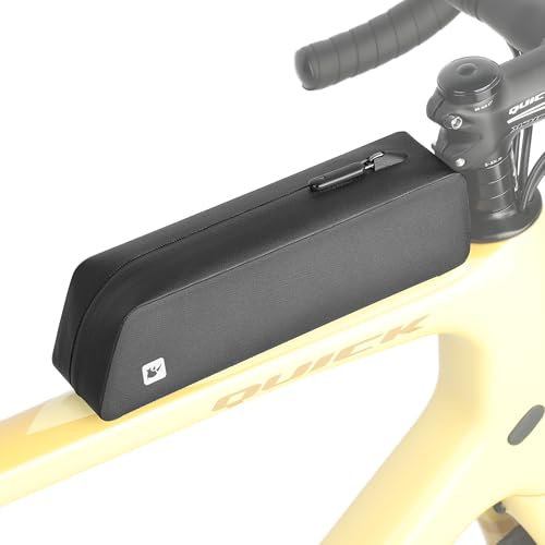 Rhinowalk Fahrrad-Oberrohrtasche, Fahrradrahmentasche mit magnetischer Klappe, vollständig wasserdicht, schlanke Fahrradtasche, professionelles Fahrradzubehör für Mountainbikes, Rennräder, Schwarz