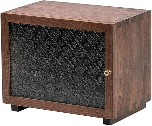 CONGRUI Kleiner Schrank aus schwarzem Walnussholz, Retro-Spind, rustikaler Küchenschrank für Küche, Badezimmer, Arbeitsplatte, Schrank mit Glasfenstern, Sideboard, Geschirr, Aufbewahrungsschrank