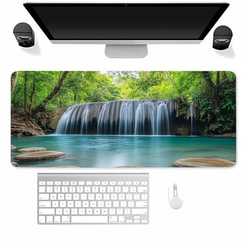 Mauspad Gaming, Mousepad Groß Dschungel Wasserfall, Mouse Pad XXL 1000x500x2mm, mit Einer speziellen Oberfläche und Anti Rutsch Gummi Basis, verbessert Präzision und Geschwindigkeit für Zuhause, Büro