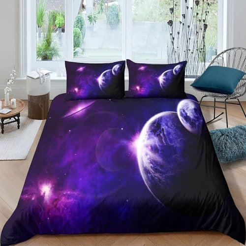 Sternenhimmellandschaft Im Weltraum Bettwäsche Set Kinderbettwäsche 140X200 Cm 3D Gedruckt Weich Glatt Mikrofaser Weiche Bettbezug 3 Teilig Mit Reißverschluss + 2 Kopfkissenbezug - Hypoalle -282529923