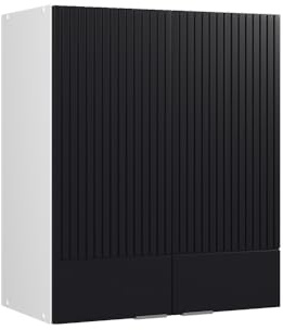 Vicco Hängeschrank Fame-Line, Schwarz gestreift, 60 cm | MDF-Front · Soft-Close · 2 Einlegeböden · Metallgriffe · ✓ Praktischer Stauraum