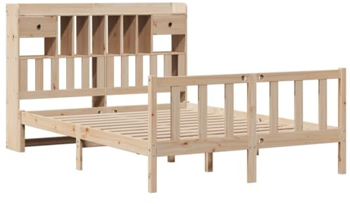 vidaXL Massivholzbett, Holzbett mit Kopfteil Schubladen Lattenrost, Doppelbett für Schlafzimmer, Bett Bettgestell, 140x190cm Massivholz Kiefer