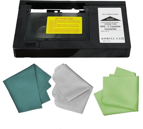 BECBOLDF VHS-Kassettenadapter für Camcorder, VHS-C-Adapter, ideal für Videorecorder, Videokassettenspieler auf digitale Konvertierung, mit 3 Objektiv-Reinigungstüchern