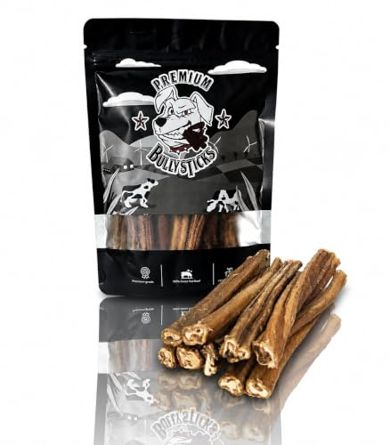 Thin Pizzle Sticks for All Dogs, Beef Bully Chews Treat, Pack of 10 | 100% Grass Fed Beef, Low Odour, Long Lasting, Grain & Gluten Free, Single Ingredient Chew, Suitable for All Dogs and Puppies