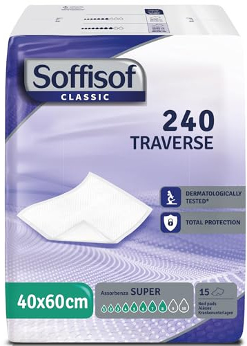 Soffisof Bed 40x60 Super - 240x Alèse Jetable Bebe - 16 Paquets de 15 Protège Matelas Jetable 40x60cm, Absorption jusqu'à 8 Gouttes - Alese de Lit Absorbant Bébé