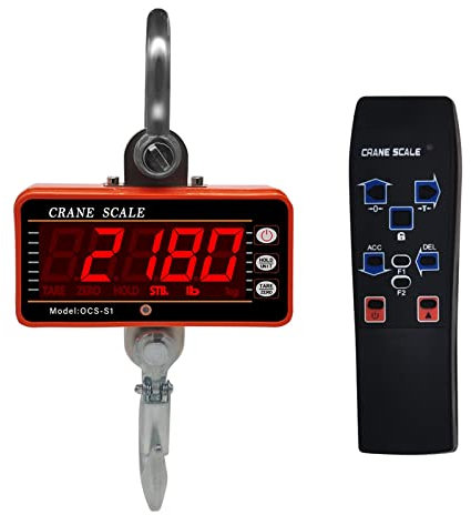 Bilancia per gru, Bilancia for gru 1000 kg 1 tonnellata 2000 lb bilance digitali 500 kg/1000 lb LCD ad alta precisione industriale Heavy Duty gancio appeso bilancia bilancia,Forte affidabilità(1000KG