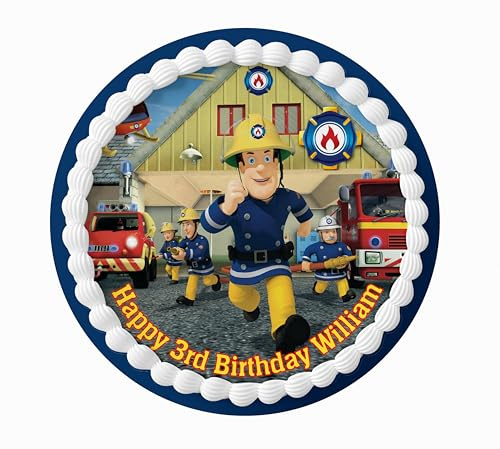 Sam The Fireman Personalised Edible Cake Topper & Cupcake Toppers - Round/Square/Costco and more (1. Round)