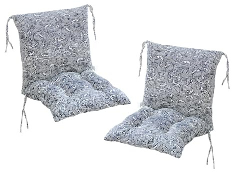 Gartenstuhlauflagen 40x80 cm - 2er Set Niedriglehner Kissen mit abnehmbaren Bezügen - Bequeme Sitzpolster für Gartenstühle Terrasse und Deckmöbel