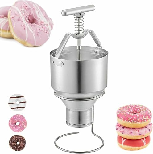 Manual Donut Depositor, 3L Donut Dispenser with Stand, Stainless Steel Donut Dropper Maker, for Home, Bakeries, Cafes